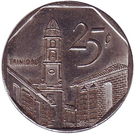 Монета 25 сентаво. 1998 год, Куба. Город-музей Тринидад.