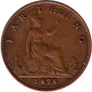 Монета 1 фартинг. 1878 год, Великобритания. Монета 1 фартинг. 1878 год, Великобритания.