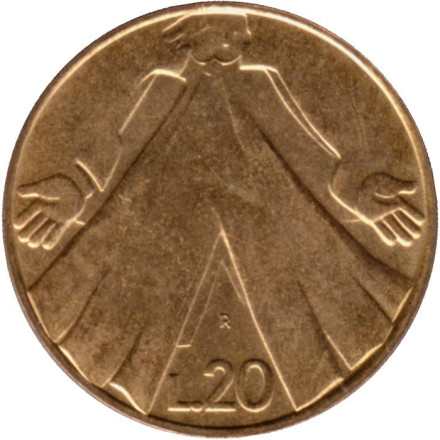 Монета 20 лир. 1990 год, Сан-Марино. Солидарность.