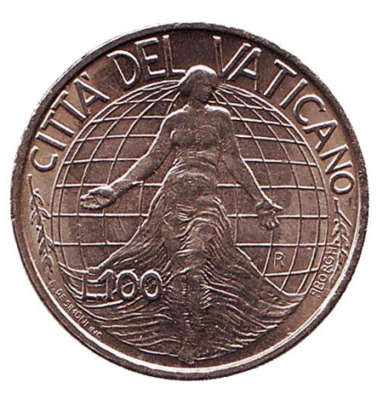 Монета 100 лир. 1998 год, Ватикан. Мать-Земля.