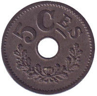 Монета 5 сантимов. 1915 год, Люксембург. 