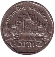 Монета 5 батов. 2006 год, Таиланд. Мраморный храм. Монета 5 батов. 2006 год, Таиланд. Мраморный храм.