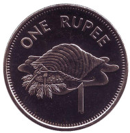 Монета 1 рупия. 2007 год, Сейшельские острова. UNC. Тритонов рог (Харония Тритон). Монета 1 рупия. 2007 год, Сейшельские острова. UNC. Тритонов рог (Харония Тритон).