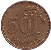 Монета 50 пенни. 1963 год, Финляндия. 
