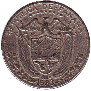 Монета 1/10 бальбоа. 1983 год, Панама. Васко Нуньес де Бальбоа. Монета 1/10 бальбоа. 1983 год, Панама. Васко Нуньес де Бальбоа.