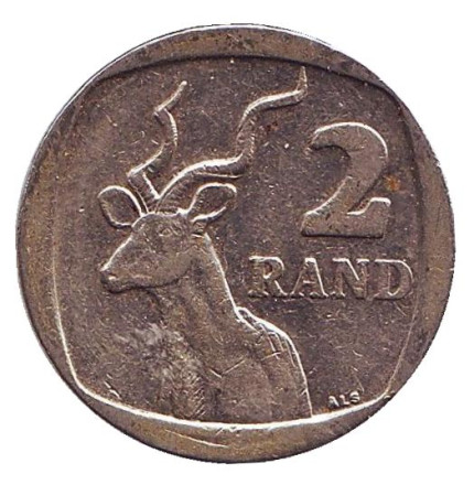 Монета 2 ранда. 2008 год, ЮАР. Из обращения. Антилопа.