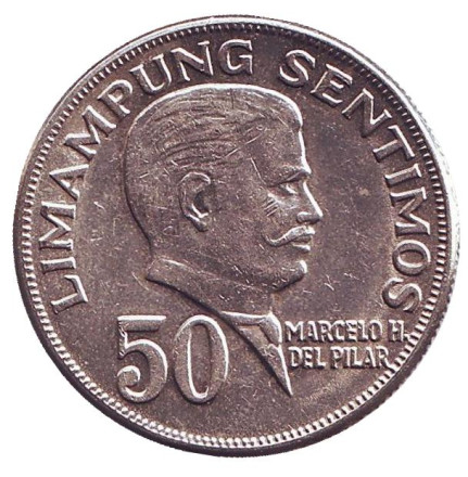 Монета 50 сентимо. 1974 год, Филиппины. XF.