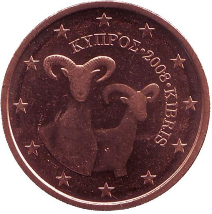 Монета 2 цента. 2008 год, Кипр.