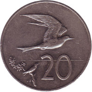 Монета 20 центов. 1992 год, Острова Кука. Австралийская крачка. Монета 20 центов. 1992 год, Острова Кука. Австралийская крачка.