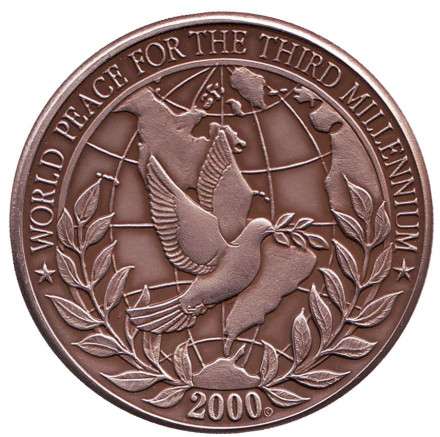 Монета 10 долларов. 2000 год, Сомали. Миллениум.