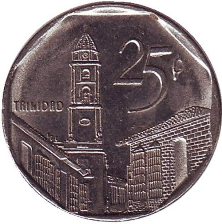 Монета 25 сентаво. 2007 год, Куба. Город-музей Тринидад.