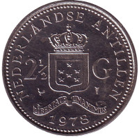 Монета 2,5 гульдена. 1978 год, Нидерландские Антильские острова.