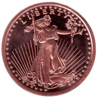 Шагающая свобода. Монетовидный жетон. Унция меди. США (Вариант III) Шагающая свобода. Монетовидный жетон. Унция меди. США (Вариант III)