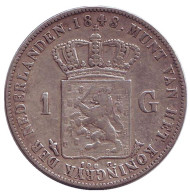 Монета 1 гульден. 1848 год, Нидерланды. Монета 1 гульден. 1848 год, Нидерланды.