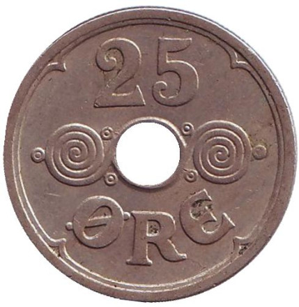 Монета 25 эре. 1947 год, Дания.