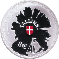 Таллин. Ганзейский город. Монета 8 евро. 2017 год, Эстония.