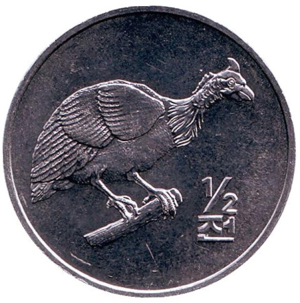 Монета 1/2 чона. 2002 год, Северная Корея. Цесарка. Мир животных.