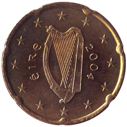 Монета 20 евроцентов. 2004 год, Ирландия.