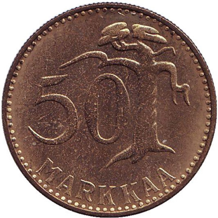 Монета 50 марок. 1961 год, Финляндия. aUNC.