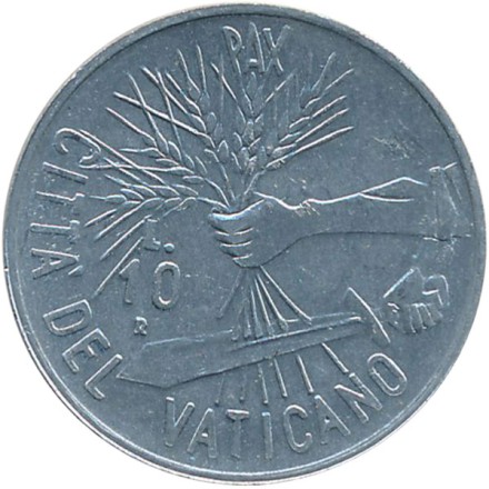 Монета 10 лир. 1984 год, Ватикан. Монета 10 лир. 1984 год, Ватикан.