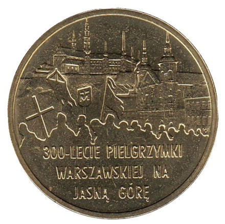 Монета 2 злотых, 2011 год, Польша. 300-летие Варшавского Паломничества к Ясной Горе.