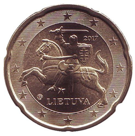 Монета 20 центов. 2017 год, Литва.