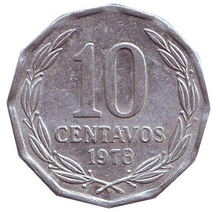 Монета 10 сентаво. 1978 год, Чили. Из обращения.