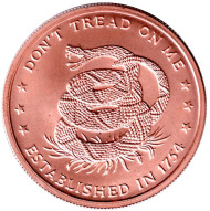 Не шутите со мной. Змея. Монетовидный жетон. Унция меди 999. США. Не шутите со мной. Змея. Монетовидный жетон. Унция меди 999. США.