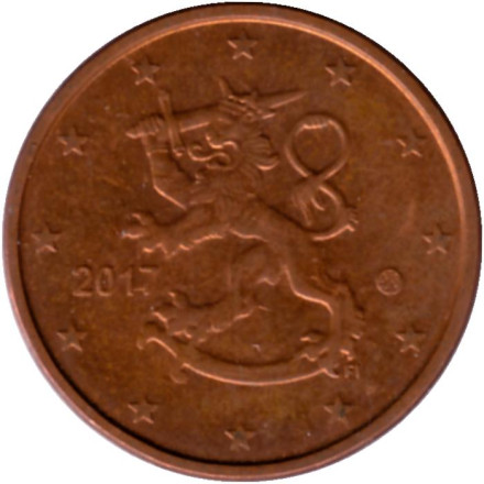 Монета 5 центов. 2017 год, Финляндия.
