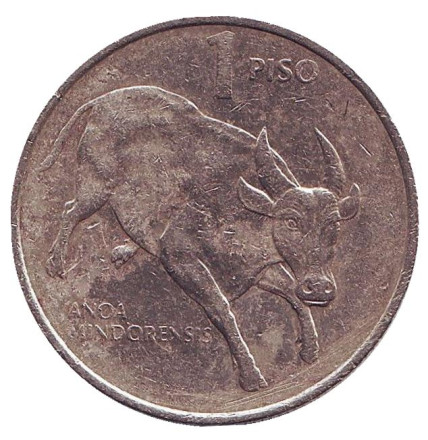 Монета 1 песо. 1989 год, Филиппины. Буйвол.