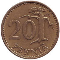 Монета 20 пенни. 1968 год. Финляндия.