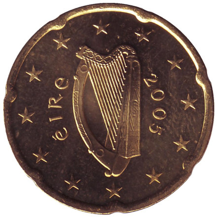 Монета 20 евроцентов. 2005 год, Ирландия.