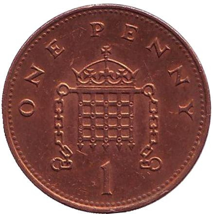 Монета 1 пенни. 1997 год, Великобритания.