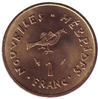 Птица Фрегат. Монета 1 франк. 1979 год, Новые Гебриды.