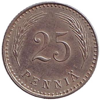 Монета 25 пенни. 1927 год, Финляндия.