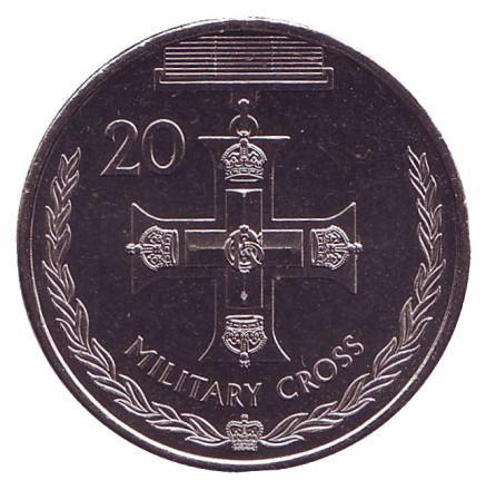 Монета 20 центов. 2017 год, Австралия. Военный крест. Легенды АНЗАК.