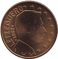 Монета 50 центов. 2002 год, Люксембург.