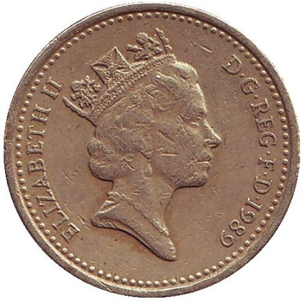 Монета 1 фунт. 1989 год, Великобритания. Чертополох. Монета 1 фунт. 1989 год, Великобритания. Чертополох.