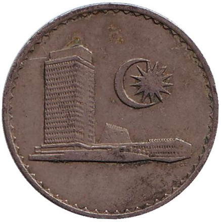 Монета 20 сен. 1967 год, Малайзия. Здание парламента.
