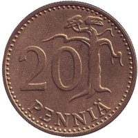 Монета 20 пенни. 1976 год. Финляндия.