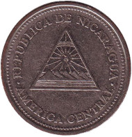 Монета 1 кордоба. 2000 год, Никарагуа. Горы-вулканы. Монета 1 кордоба. 2000 год, Никарагуа. Горы-вулканы.