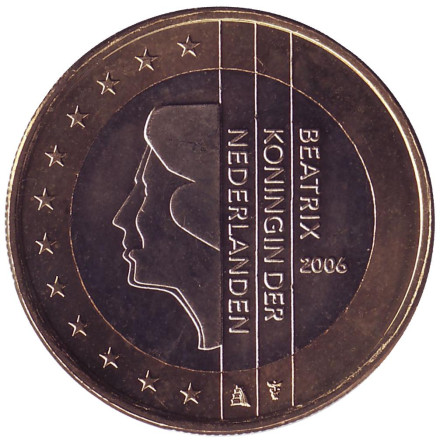 Монета 1 евро. 2006 год, Нидерланды.