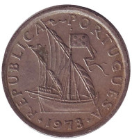 Монета 2,5 эскудо. 1973 год, Португалия. Монета 2,5 эскудо. 1973 год, Португалия.