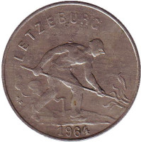 Монета 1 франк. 1964 год, Люксембург. 