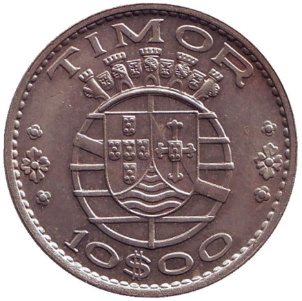 Монета 10 эскудо. 1970 год, Португальский Тимор.