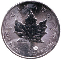 Кленовый лист. Монета 5 долларов. 2016 год, Канада.