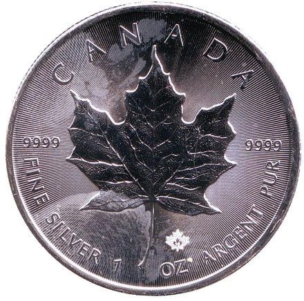 Монета 5 долларов. 2016 год, Канада. Кленовый лист.