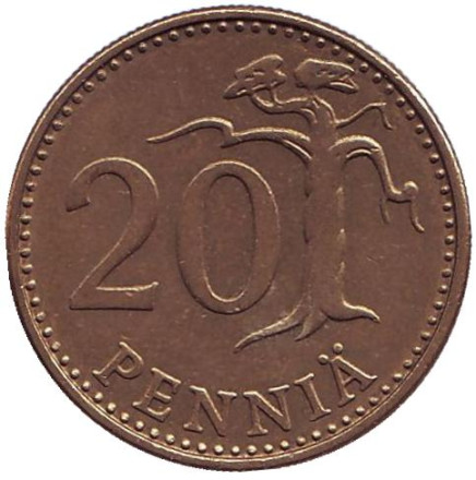 Монета 20 пенни. 1984 год. Финляндия.