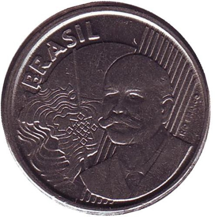 Монета 50 сентаво. 2011 год, Бразилия. Хосе Паранхос.