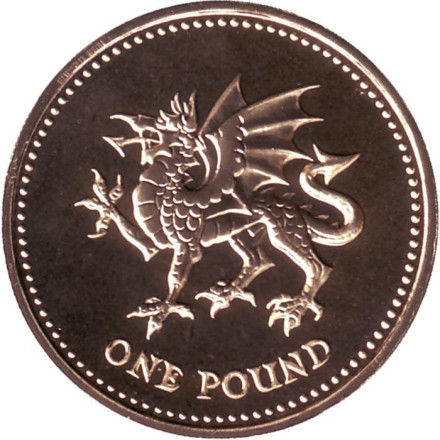 Монета 1 фунт. 2000 год, Великобритания. BU. Дракон.
